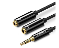 Kabel i złączka UGREEN Rozdzielacz audio AUX mini jack do słuchawki + mikrofon 20cm 6957303836208